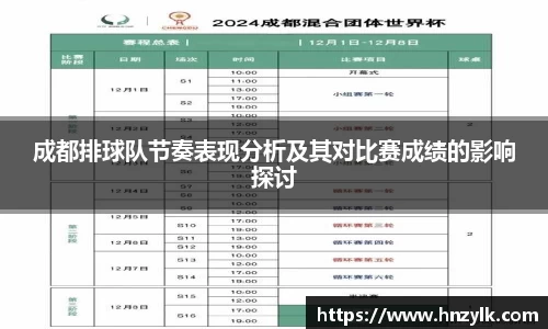 成都排球队节奏表现分析及其对比赛成绩的影响探讨